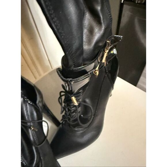 Adriana New York Womens Lace Up High-Heel Over the Knee Marco Boots Black Size 8 - Picture 3 of 16